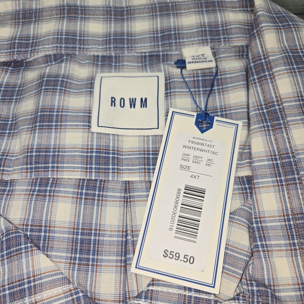 Dillard's ROWM Button Up Shirt Men's 4XT Big & Tall Long Sleeve NWT